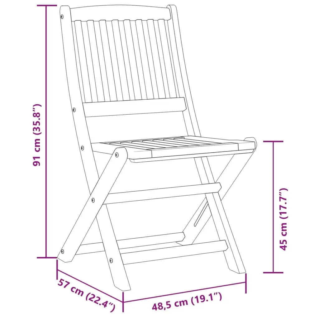 5 Piece Outdoor Folding Dining Set Patio Furniture Acacia Wood Brown