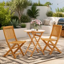 3 Piece Bistro Set: Solid Acacia Wood Dining Set Details