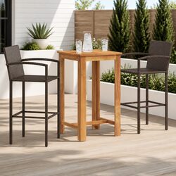 Garden Bar Set 3 Piece: PE Rattan & Acacia Wood Furniture