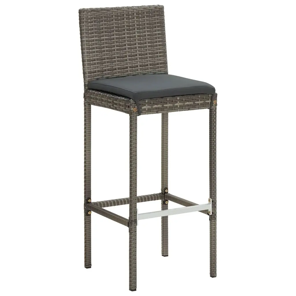 5-Piece Grey Garden Bar Set with Acacia Wood Table