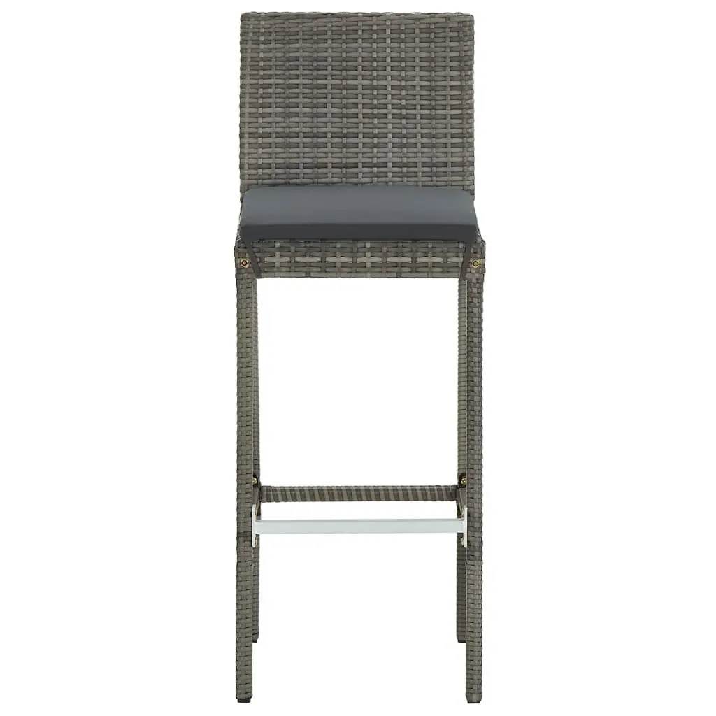 7 Piece Garden Bar Set for Outdoor Use Grey Acacia Wood and Poly Rattan Stools and Table