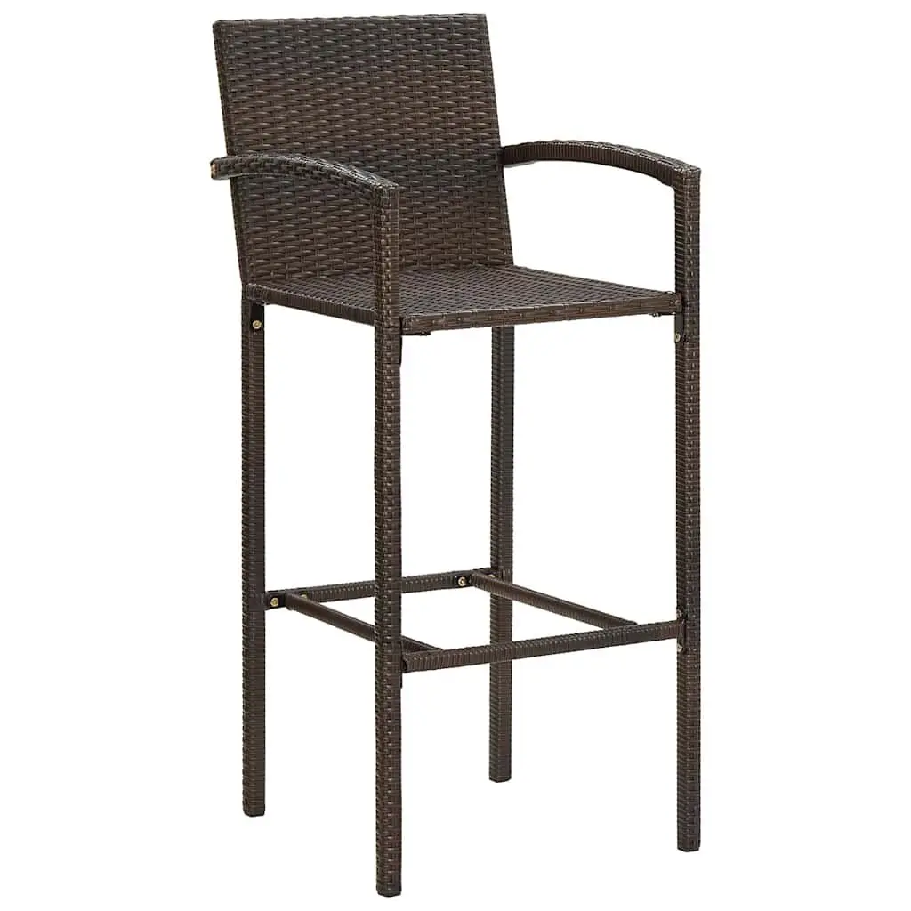Garden Bar Set 5 Piece Outdoor Bar Table and Stools Acacia Wood Poly Rattan