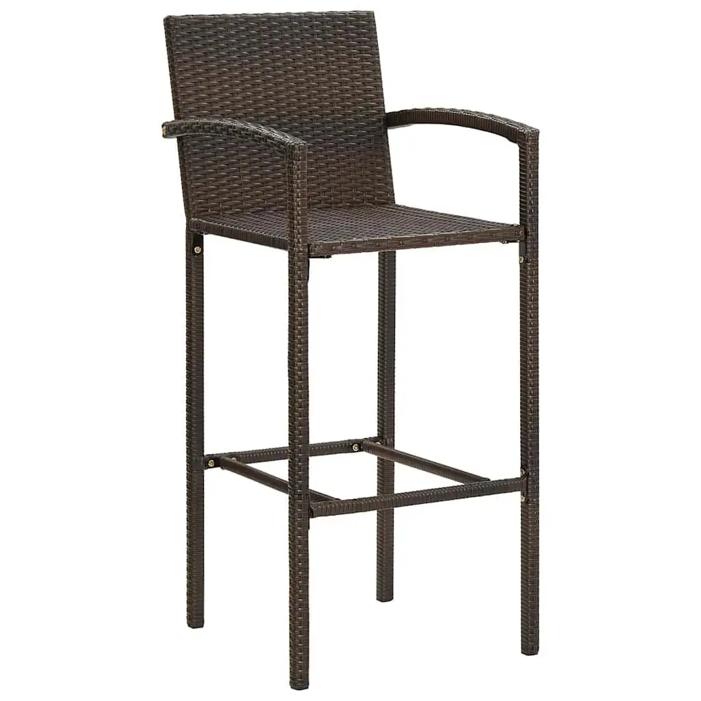 7 Piece Garden Bar Set Outdoor Use Acacia Wood and Poly Rattan