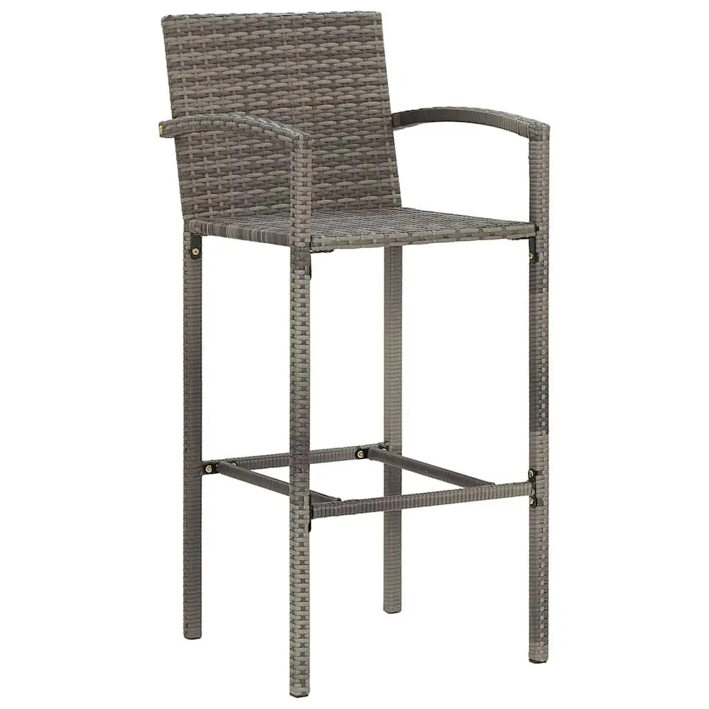 Garden Bar Set Outdoor Use 7 Piece Grey Acacia Wood Poly Rattan