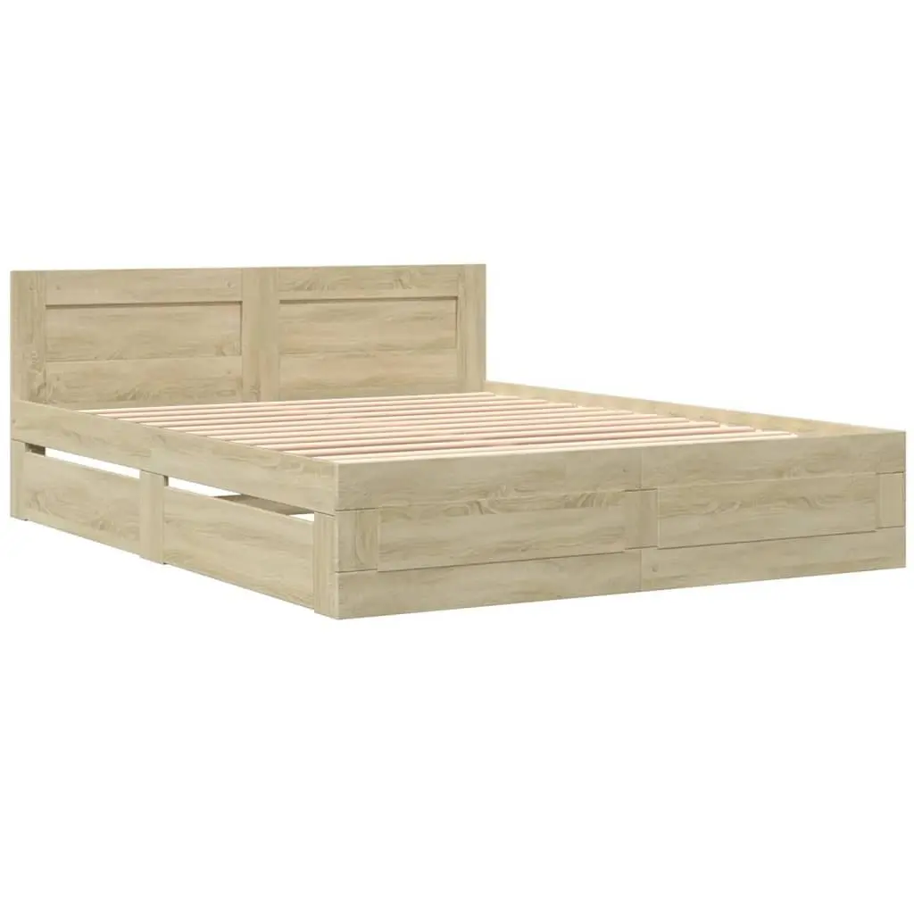 Sonoma Oak Bed Frame with Headboard 150x200