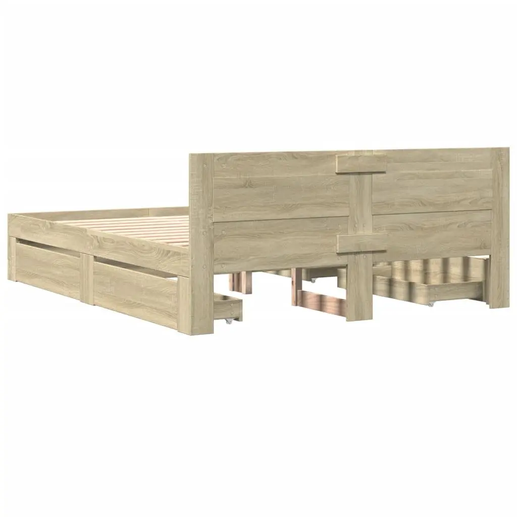 Sonoma Oak Bed Frame with Headboard 150x200