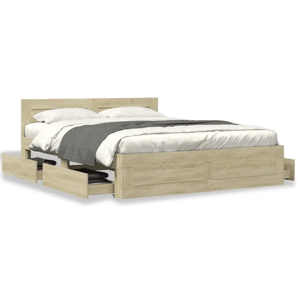 Sonoma Oak Bed Frame with Headboard 150x200