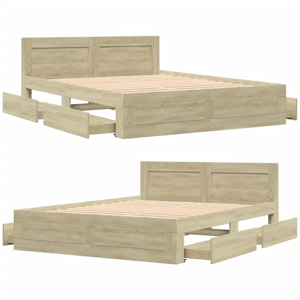 Sonoma Oak Bed Frame with Headboard 150x200