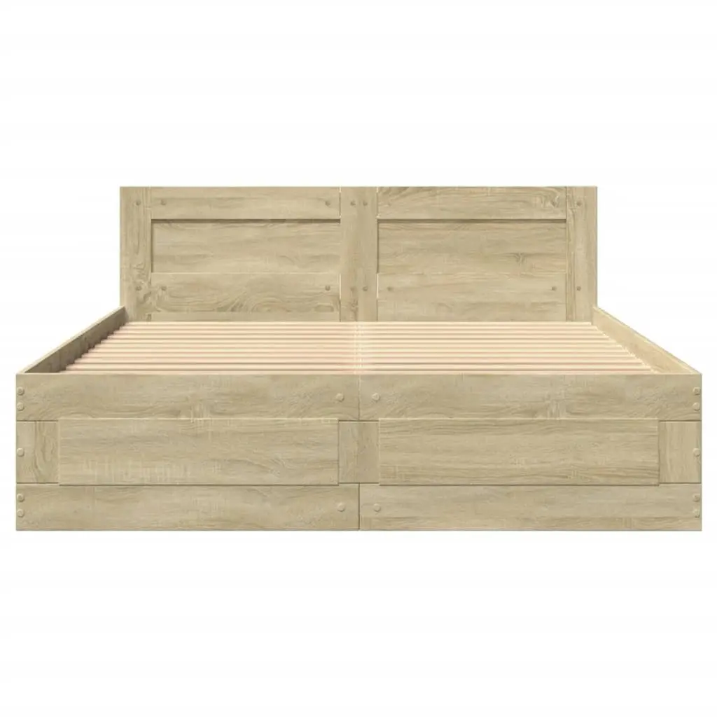 Sonoma Oak Bed Frame with Headboard 135x190 cm