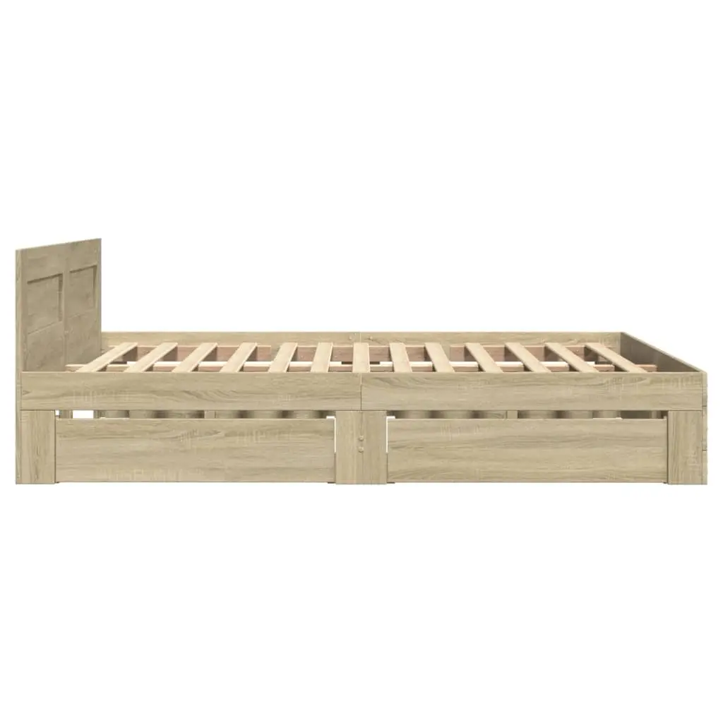 Sonoma Oak Bed Frame with Headboard 135x190 cm