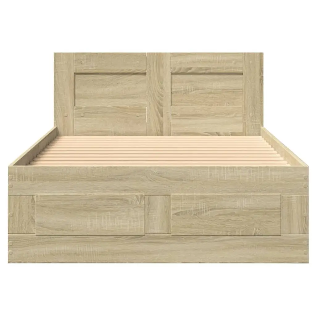 Bed Frame for Bedroom with Headboard and Storage Drawers 90 x 190 cm Brown