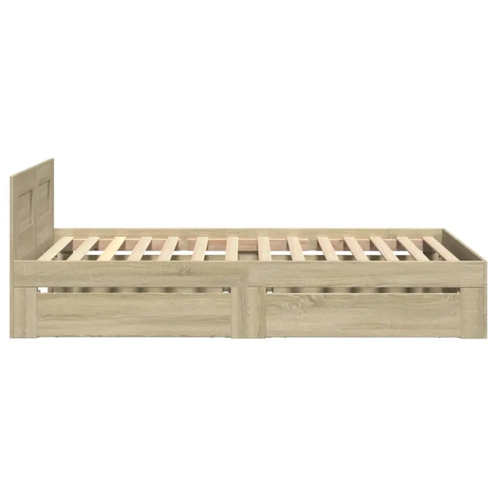 Bed Frame for Bedroom with Headboard and Storage Drawers 90 x 190 cm Brown
