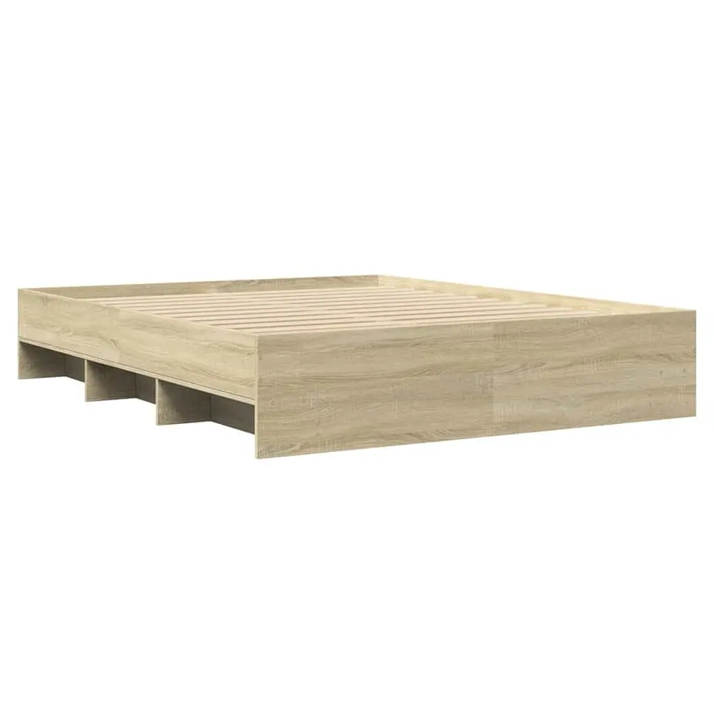 Bed Frame Bedroom 150x200 cm Engineered Wood Slatted Base Storage