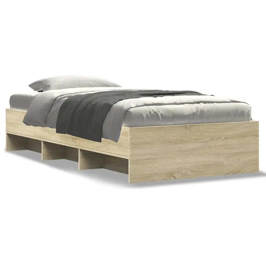 Bed Frame Storage Bedroom 90x190 cm Engineered Wood Slatted Base Sonoma Oak