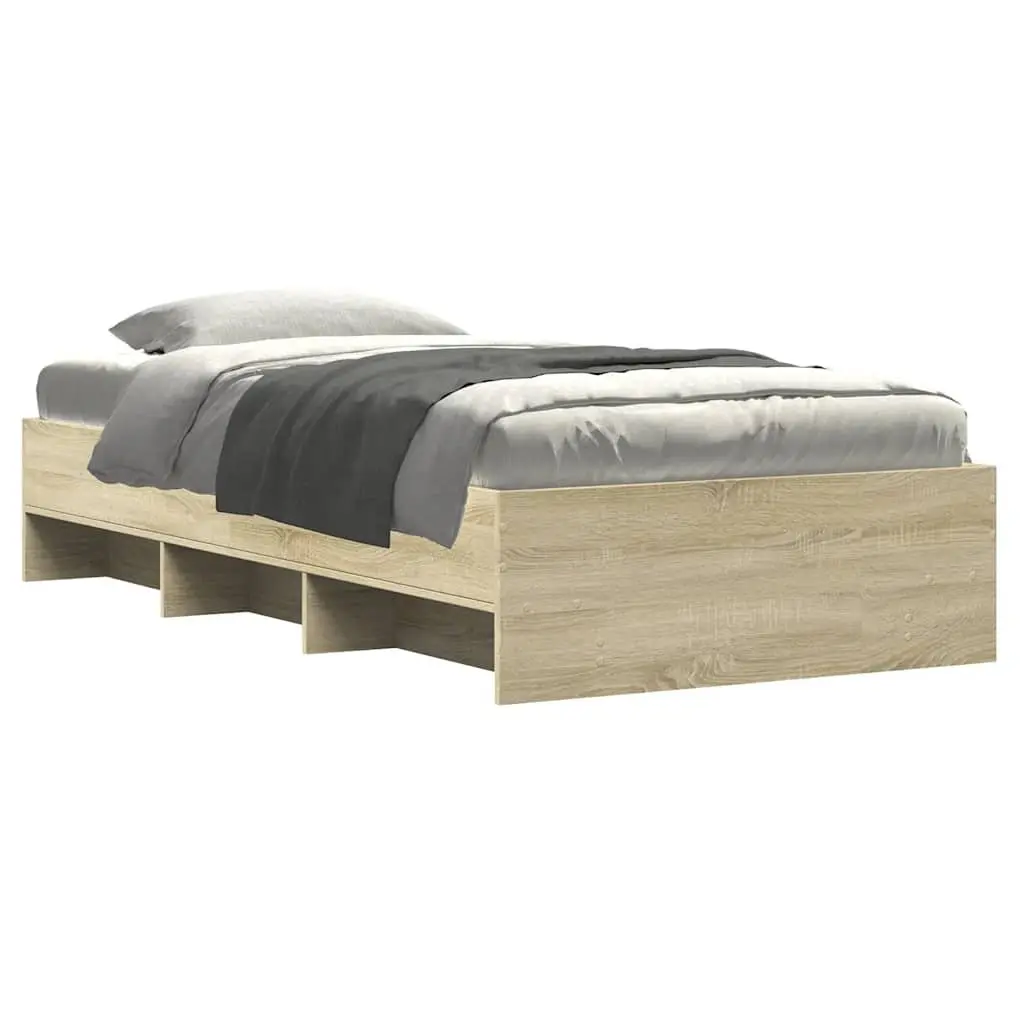 Bed Frame Storage Bedroom 90x190 cm Engineered Wood Slatted Base Sonoma Oak