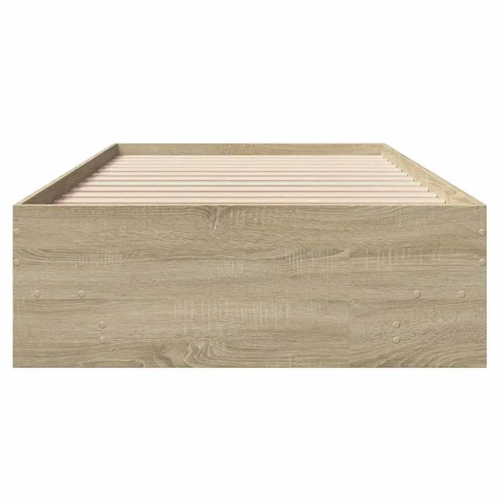 Bed Frame Storage Bedroom 90x190 cm Engineered Wood Slatted Base Sonoma Oak