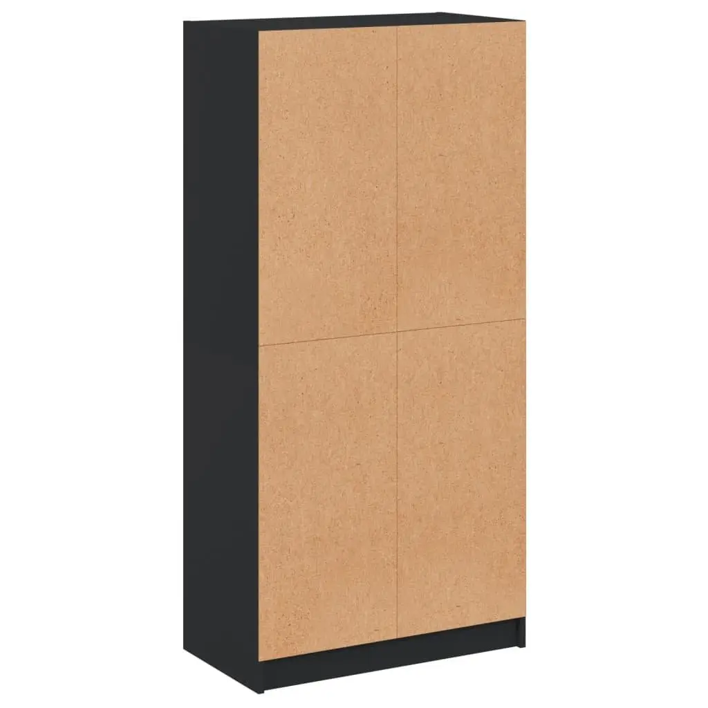 Highboard Storage Cabinet with Doors Black 68x37x142cm