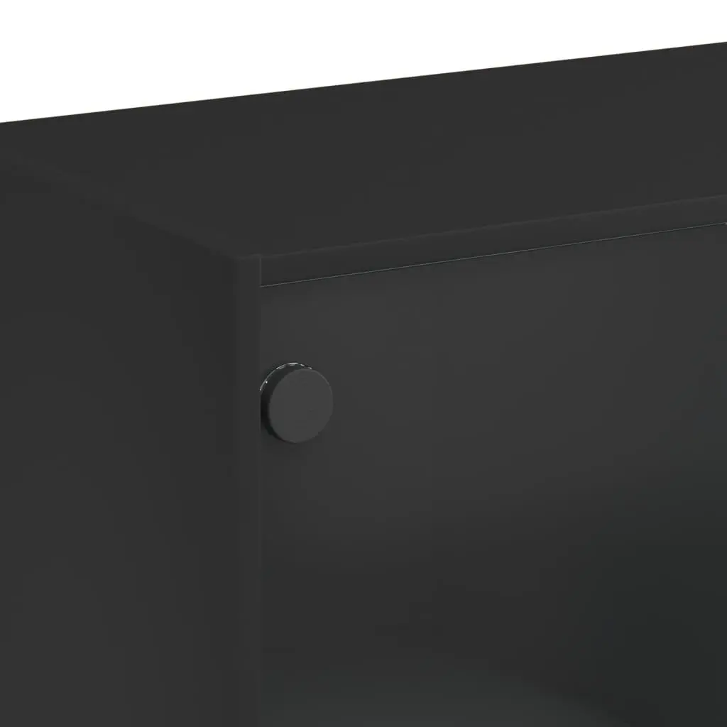 Highboard Storage Cabinet with Doors Black 68x37x142cm