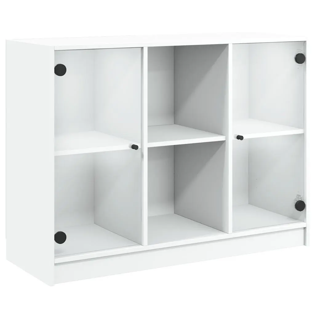 White Engineered Wood Sideboard Storage Cabinet 102x37x75.5 cm Furniture for Home