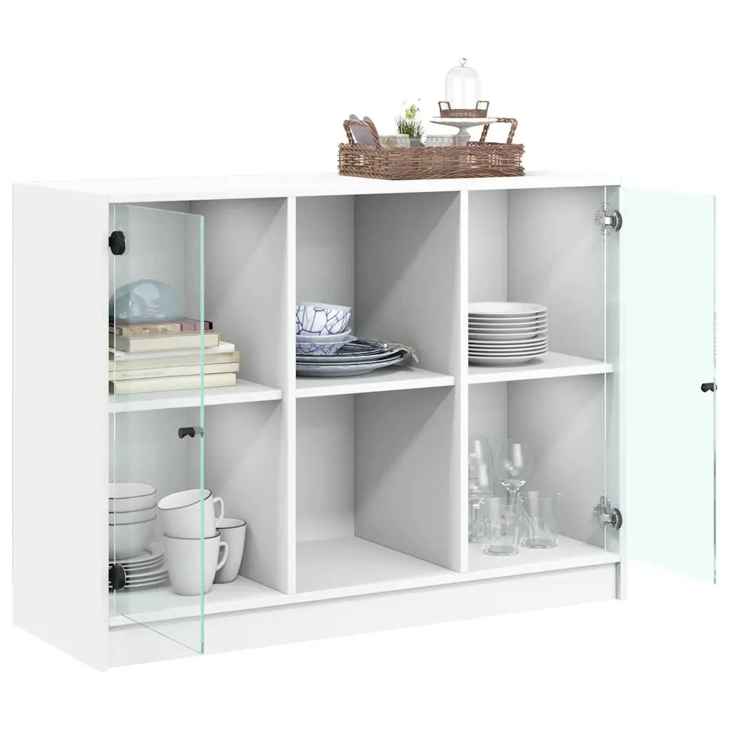 White Engineered Wood Sideboard Storage Cabinet 102x37x75.5 cm Furniture for Home