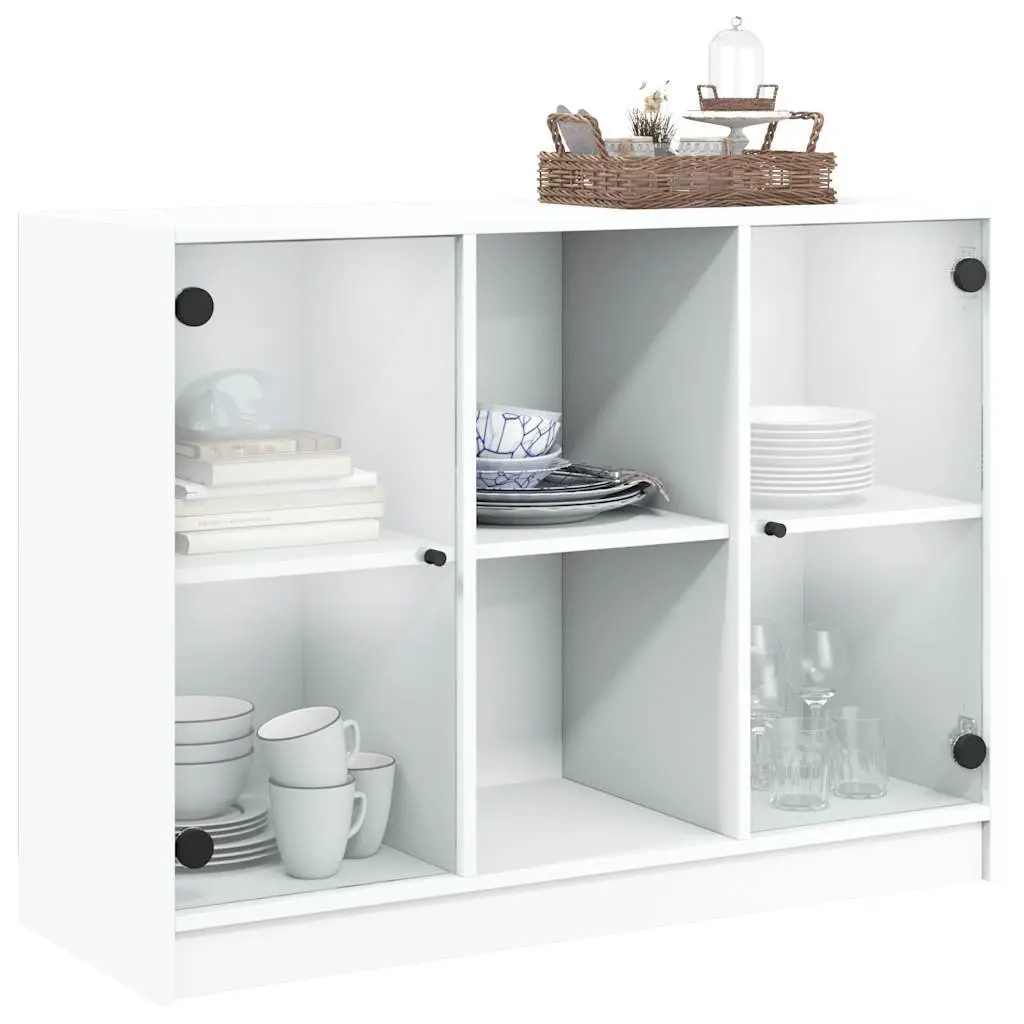White Engineered Wood Sideboard Storage Cabinet 102x37x75.5 cm Furniture for Home