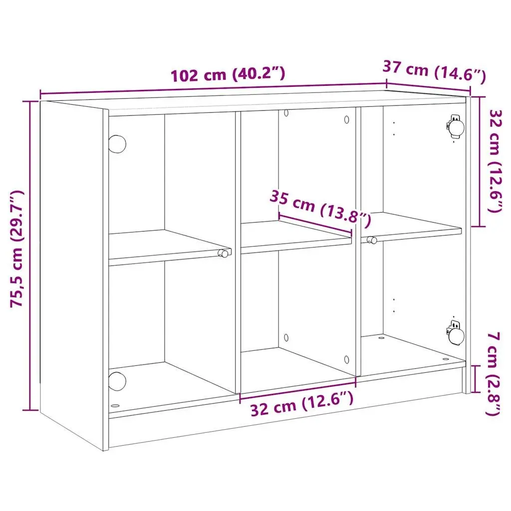 White Engineered Wood Sideboard Storage Cabinet 102x37x75.5 cm Furniture for Home