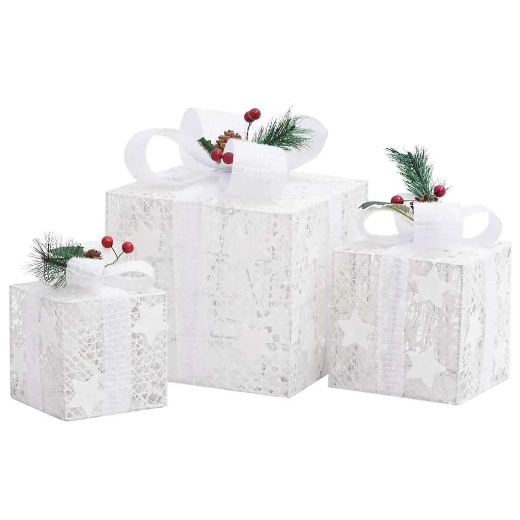 Decorative Christmas Gift Boxes Indoor Outdoor 3 Piece White LED Lights 8 Effects