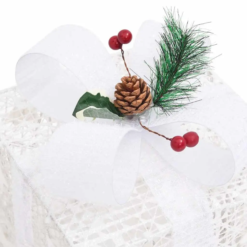 Decorative Christmas Gift Boxes Indoor Outdoor 3 Piece White LED Lights 8 Effects