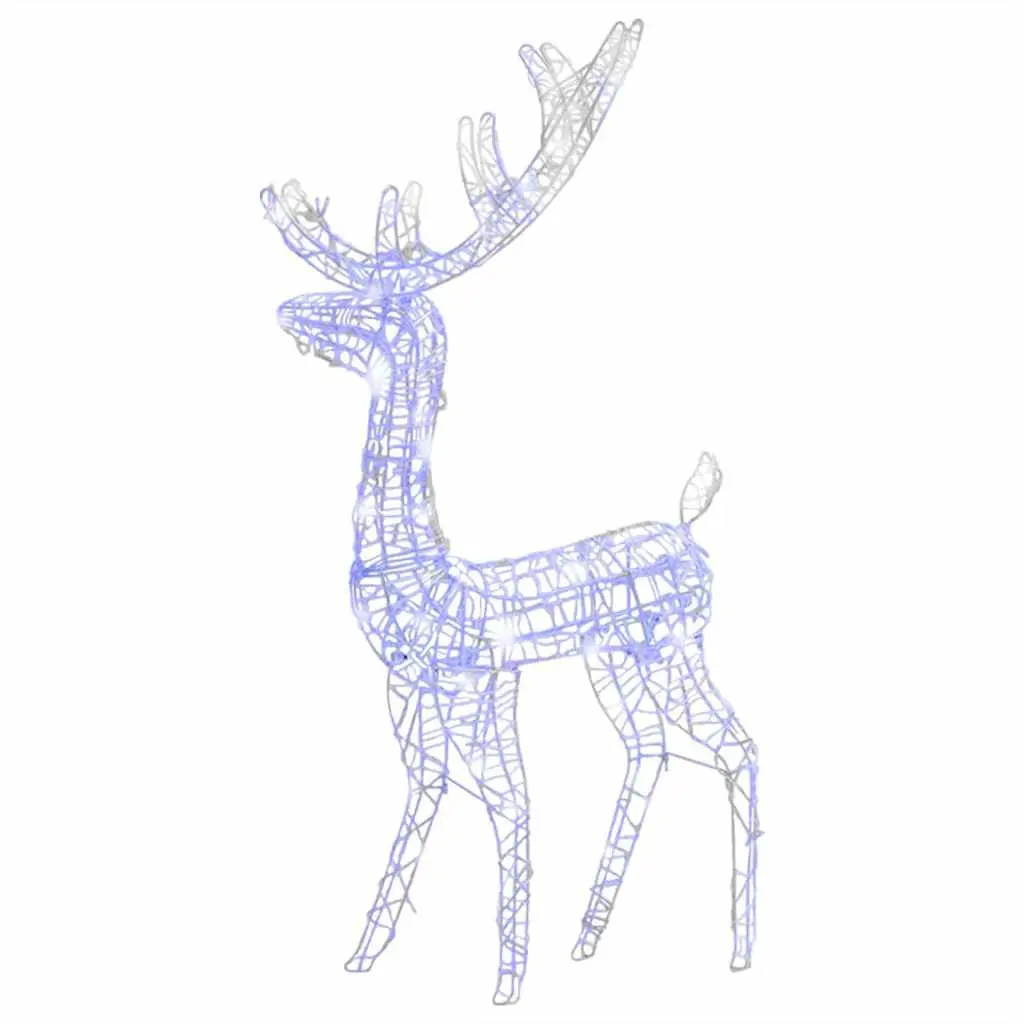 Blue Acrylic Reindeer Christmas Decoration 140 LED Lights 128cm Indoor Outdoor
