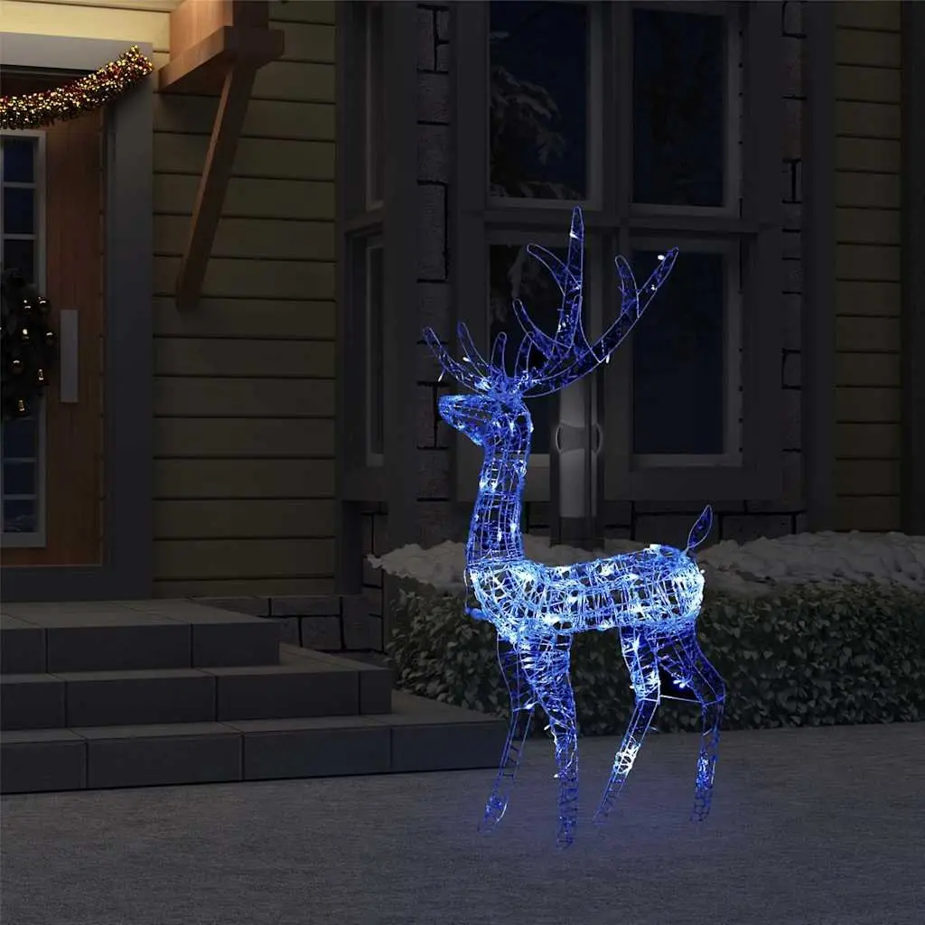 Blue Acrylic Reindeer Christmas Decoration 140 LED Lights 128cm Indoor Outdoor
