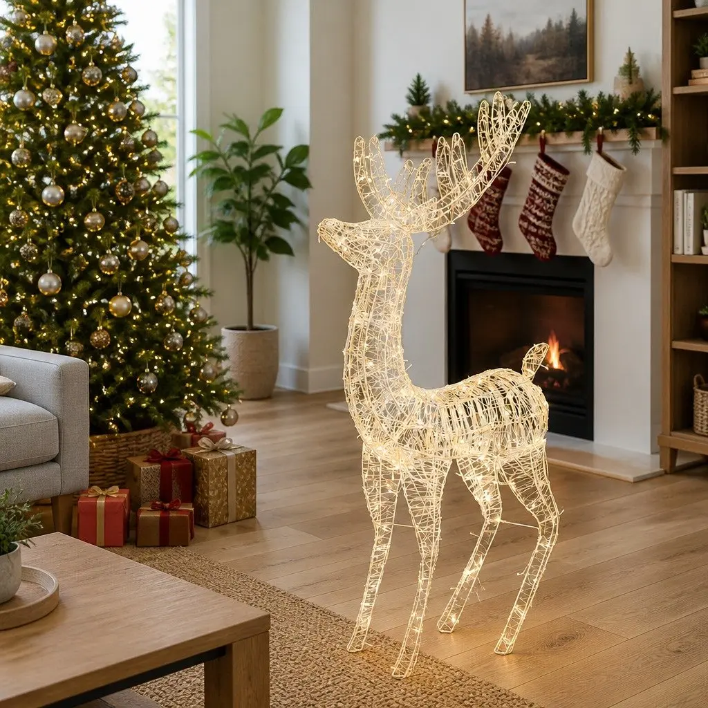 Christmas Reindeer Decoration Outdoor 180cm Acrylic with 250 LED Warm White Lights