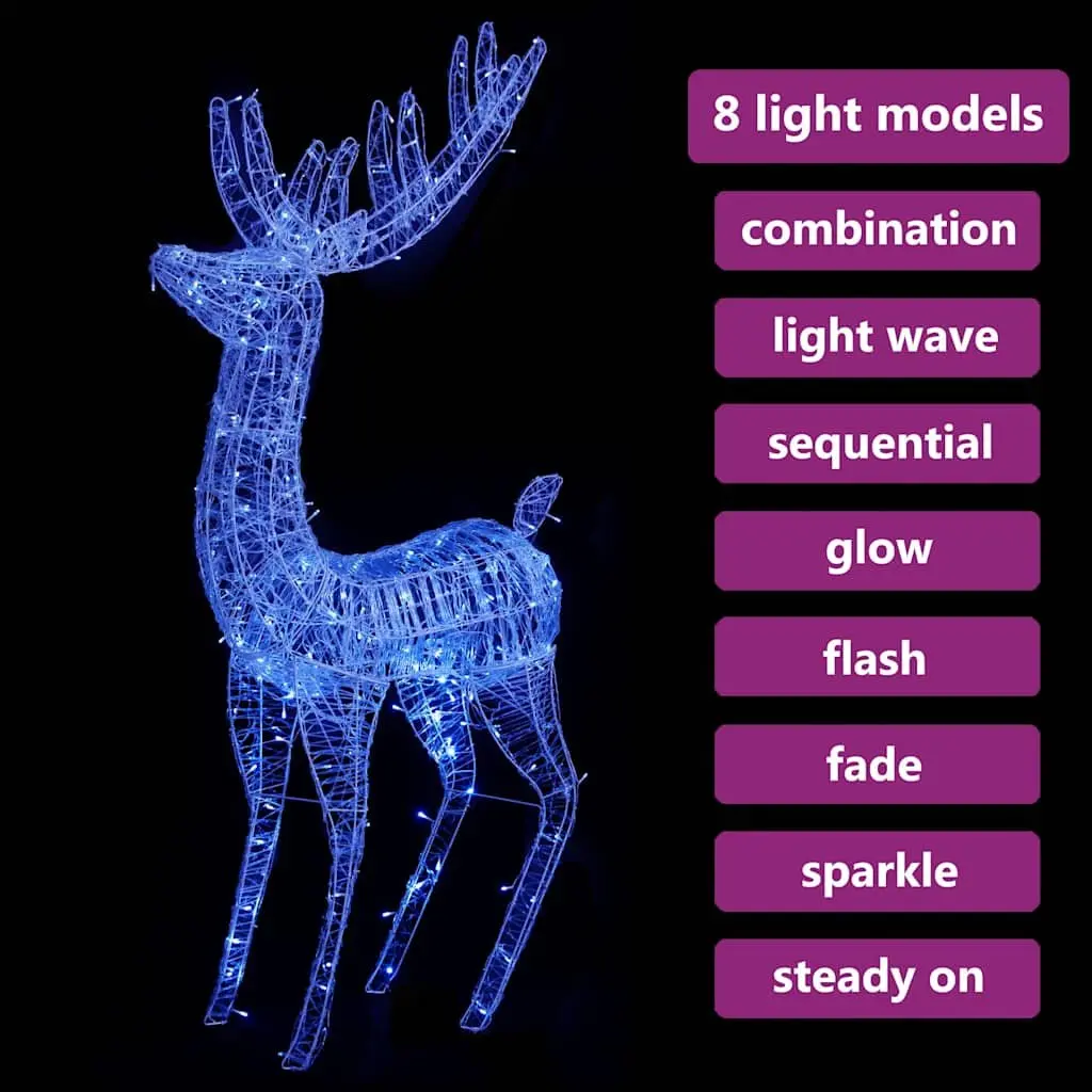 Acrylic Christmas Reindeer Outdoor Decor 180cm with Blue LED Lights
