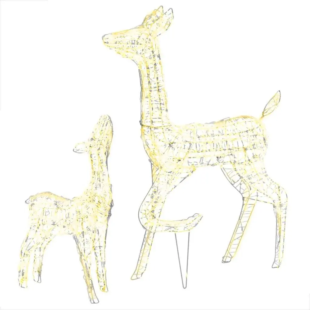Acrylic Reindeer Family Christmas Decoration for Seasonal Use Pre-lit with 160 LED Warm White Lights 8 Lighting Effects