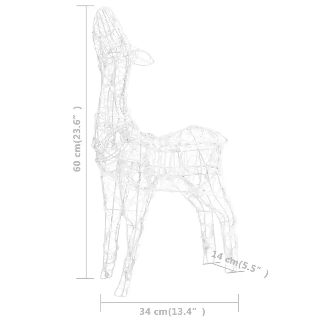 Acrylic Reindeer Family Christmas Decoration for Seasonal Use Pre-lit with 160 LED Warm White Lights 8 Lighting Effects
