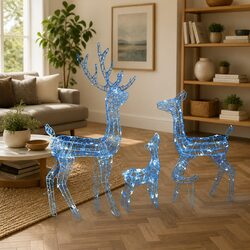 Blue Acrylic Reindeer Family Christmas LED Light Decoration with 300 Lights