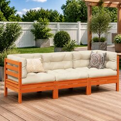 3 Piece Garden Sofa Set Specifications: Pinewood & Cushions