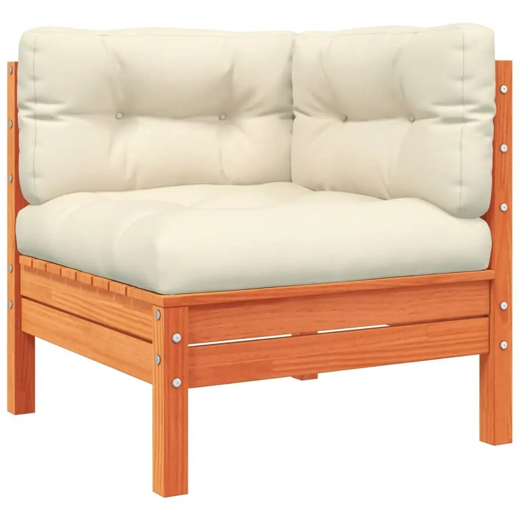 3 Piece Outdoor Garden Sofa Set with Cushions Brown Solid Pinewood Patio