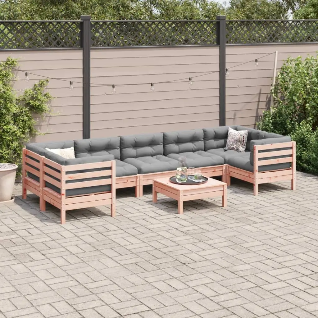 8 Piece Patio Sofa Set with Cushions and Wood Frame
