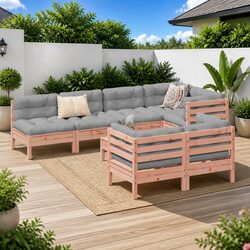 8 Piece Garden Sofa Set - Douglas Fir Wood with Cushions