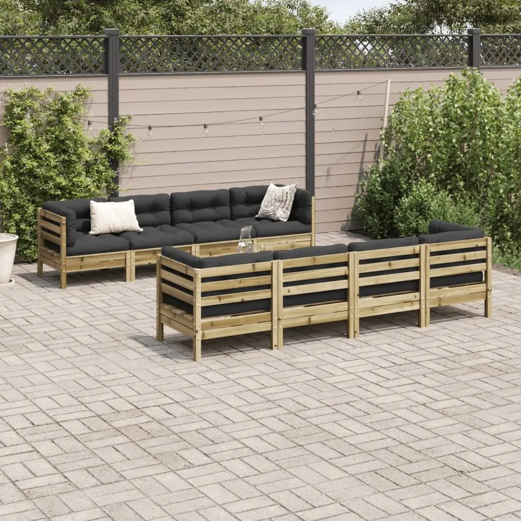 Garden Sofa Set 9 Piece Outdoor Furniture Modular Patio Seating with Cushions