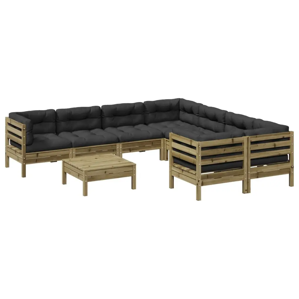 Garden Sofa Set 9 Piece Outdoor Furniture Brown Cushions Modular Patio Seating
