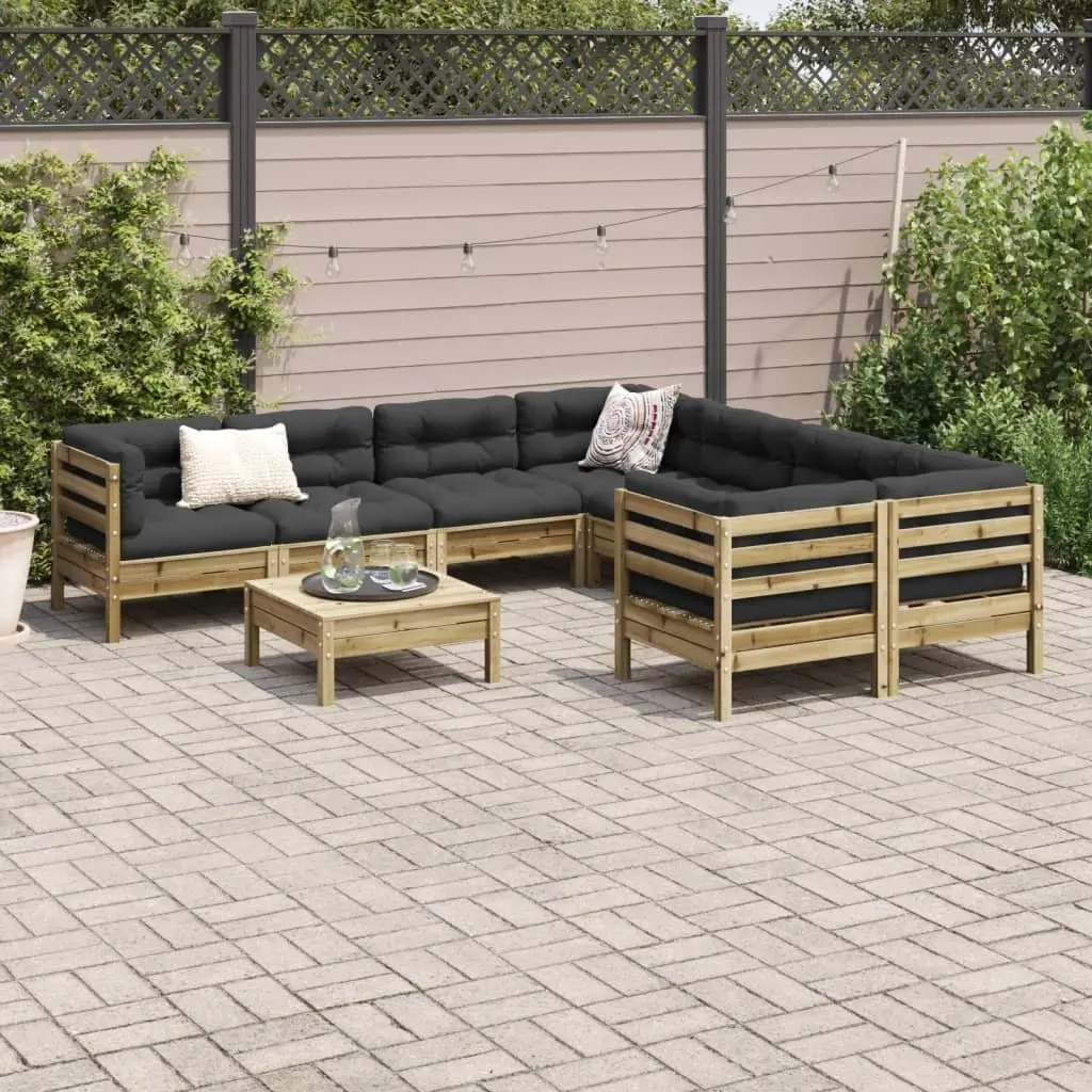 Garden Sofa Set 9 Piece Outdoor Furniture Brown Cushions Modular Patio Seating