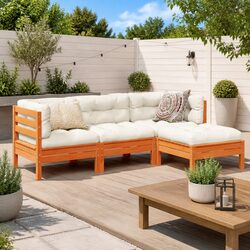 4-Piece Garden Sofa Set Specifications: Pinewood & Cushions