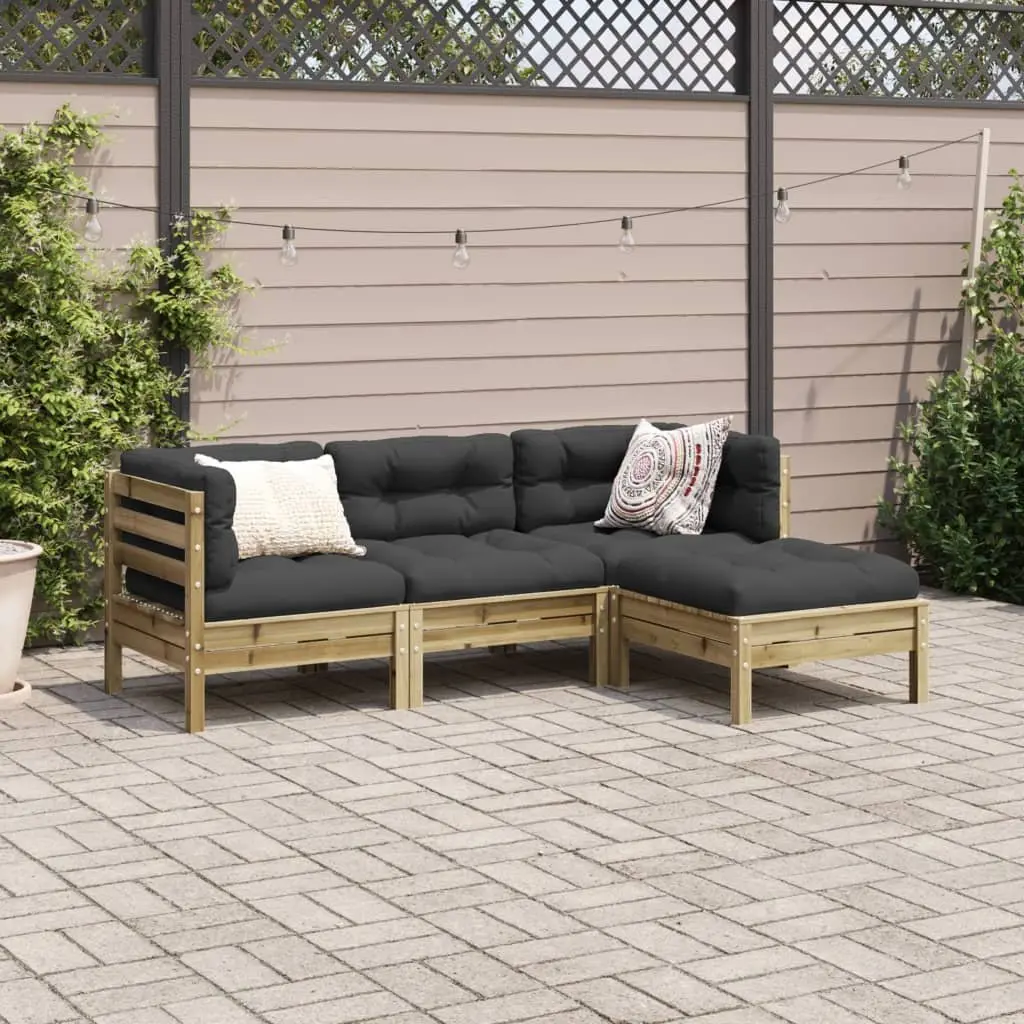 Garden Sofa Set Outdoor Furniture Patio Lounge 4 Piece Brown