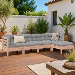 5-Piece Modular Outdoor Sofa Set in Solid Wood