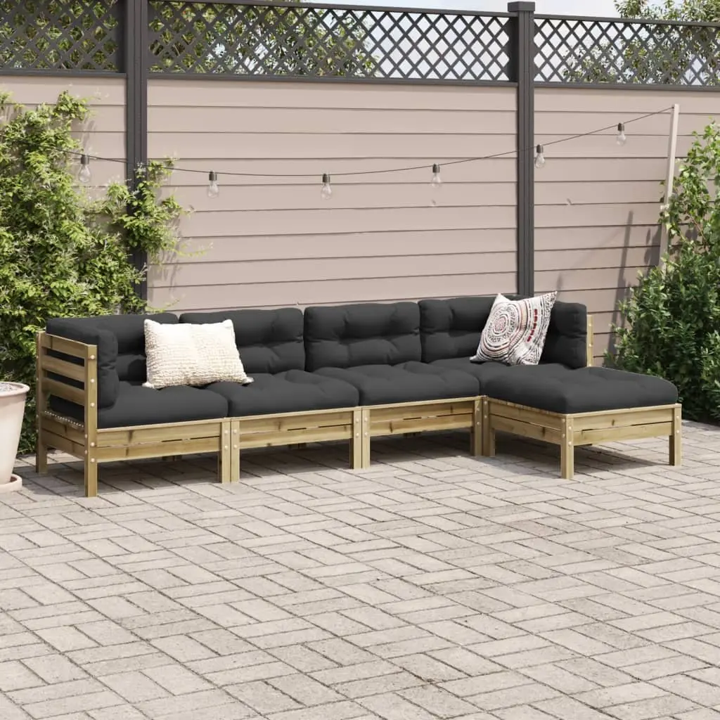 5 Piece Garden Sofa Set for Patio Brown