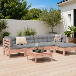 Modular 6 Piece Outdoor Sofa Set with Brown Cushions