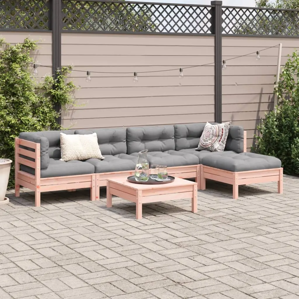 Modular 6 Piece Outdoor Sofa Set with Brown Cushions
