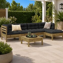Garden Sofa Set: 6 Piece Outdoor Seating in Brown