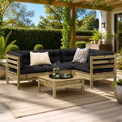 5 Piece Modular Garden Sofa Set with Cushions